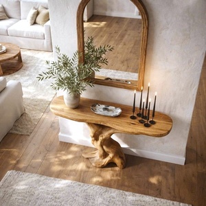 Mesa Consola de Madera Maciza con Borde Natural Irregular Estilo Wabi Sabi, Mesa de Entrada Rústica para Recibidor, Mesa Decorativa Larga para Pasillo - Product Image 2