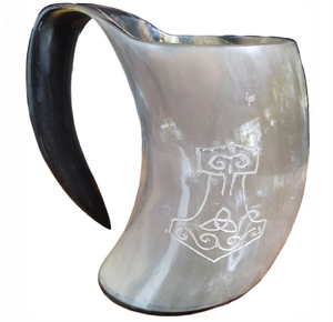 <b>Black</b> <b>polished</b> ox horn drinking mug viking style beer tankard cup vessel, available at wholesale prices. - Product Image 4
