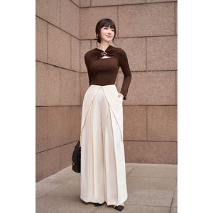 Women's Skinny Woven Long Sleeve Cut-Out Knit <b>Top</b> VIVI KA Casual Spandex/Polyester Conventional Sleeve V-<b>Neck</b> - Product Image 1
