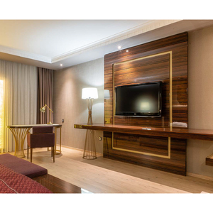 Ensemble de meubles d'hôtel modernes et écologiques en panneaux de bois durables avec lampe murale et table console pour espaces hôteliers - Product Image 4