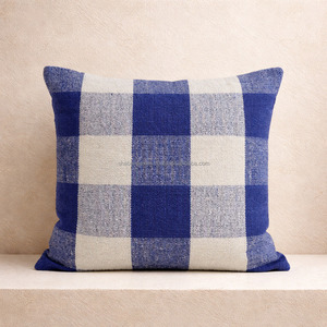 Designer Fringed Blue Woven <b>Pillow</b> Sham Striped Tassels Decorative Sofa <b>Throw</b> <b>Pillow</b> Cover Premium Luxury Pillowcase - Product Image 5