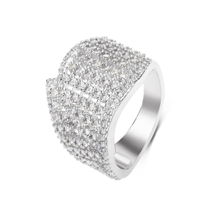 Round Cut Moissanite Diamond Wide Band <b>Ring</b> 925 <b>Silver</b> Iced Out Open Wrap <b>Ring</b> Luxury <b>Statement</b> Jewelry Gift for Women - Product Image 4
