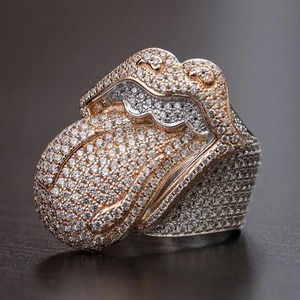 Jewelux Luxury Silver <b>Cocktail</b> <b>Ring</b> Rose Cut Moissanite Channel Setting Geometric Unisex Party Wear Rose <b>Gold</b> Rhodium Plated IGI - Product Image 3