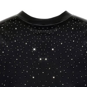 เสื้อยืดโอเวอร์ไซส์ชาย แบรนด์ OEM รับผลิตตามสั่ง ปักโลโก้ได้ ผ้าคอตตอนหนานุ่ม สไตล์สตรีทแวร์ ประดับคริสตัลเต็มตัว - Product Image 5