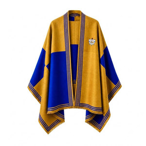 Sigma Gamma Rho Sorority Women’s Blue & Golden Cape Shawl Cardigan Casual Striped Open Front Cape Shawl Daily Wear Square Scarf - Product Image 4