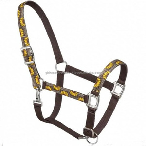 Conception personnalisée superposition de motifs imprimés colorés Licou à cheval en nylon double pli avec boucle réglable à double couronne en nickel brossé - Product Image 6
