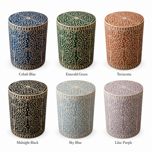 Handcrafted <b>Blue</b> Inlay Cylindrical <b>Storage</b> <b>Box</b> Decorative Home Decor Organizer Wholesale OEM ODM Custom - Product Image 3