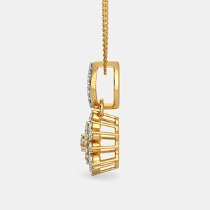 Yellow Gold Floral Lab Grown Diamond Cluster Pendant Necklace - Product Image 2