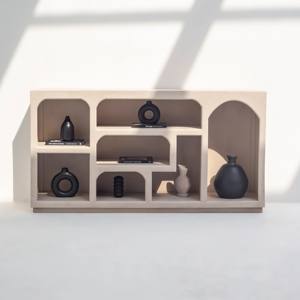 Consola de Madera Beige Vandana Sierra Vento, Diseño Moderno y Minimalista con Acentos de Madera Sólida - Product Image 1