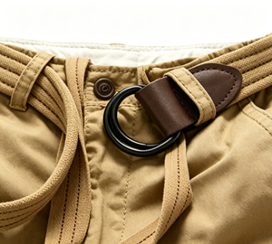 High-quality Khaki Multi-Pocket Cotton Cargo Shorts With <b>Matching</b> Belt Casual Workwear Men's Outdoor Daily Shorts - Product Image 3