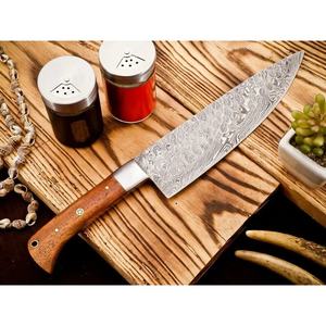 Couteau de chef personnalisé fait main Jexmoo avec lame en acier Damas de 7 pouces, épaisseur de 3,0 mm, manche en bois, étui en cuir, cadeau - Product Image 3