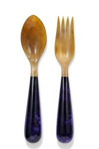 Juego de 2 Servidores de Ensalada de Cuerno Hechos a Mano, Cucharas y Tenedores Ecológicos Aptos para Lavavajillas para Uso en la Cocina - Product Image 6