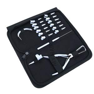 Kit d'outils multifonctions pour extensions capillaires : Pince à perles, Outil à boucles, Pinces de sectionnement, Étui portable en similicuir - Product Image 1