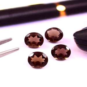 Lot en gros de pierres précieuses naturelles de quartz fumé ovales facettées et calibrées 5x7 mm pour la fabrication de bijoux - Product Image 3