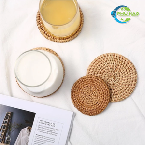 Tendance du moment : Sous-plat rond en rotin tressé, tapis décoratif en rotin fait main, à suspendre au mur et protège-table. - Product Image 4