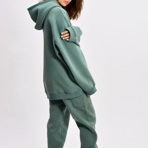 เสื้อฮู้ดดี้ผ้าฟลีซโพลีเอสเตอร์/คอตตอนทรงปกติสำหรับฤดูหนาว ผลิตตามสั่งจากโรงงาน น้ำหนัก 500gsm-480gsm คอกลม พิมพ์ลายพัฟ - Product Image 3