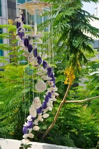 กระดิ่งลมเปลือกหอยธรรมชาติทำมือ ของตกแต่งบ้านสไตล์ชายฝั่ง กระดิ่งลมเปลือกหอยแขวนสำหรับตกแต่งสวน ระเบียง ลานบ้าน - Product Image 5