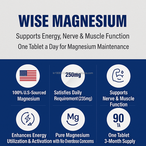 Comprimés de glycinate de magnésium 250mg 90 unités pour la relaxation des crampes musculaires OEM Corée - Product Image 4