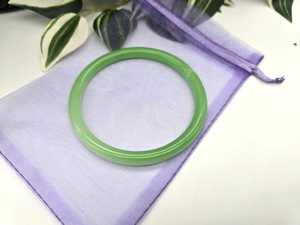 Handmade Green Resin <b>Bangle</b> Round Tubular Slim Stackable Cuff Bracelet Jewelry Resin Craft Mint <b>Jade</b> Translucent - Product Image 4