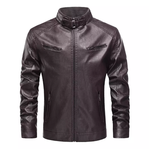 Veste en cuir véritable marron pour homme, sur mesure, grande taille, avec fermeture éclair, imperméable et respirante, pour l'hiver, vente en gros - Product Image 2