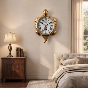 Horloge murale en laiton faite à la main en forme de tortue, décoration murale en métal pour la maison, le bureau, le salon, style vintage, décoration intérieure - Product Image 6