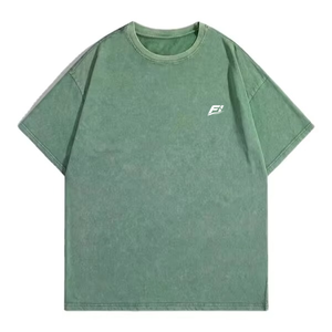 T-shirts Homme Streetwear Vert Délavé Vintage Personnalisés 100% Coton Épais Doux Respirant Hip Hop Uni Vente en Gros USA - Product Image 1
