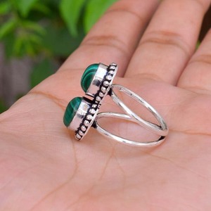 Bague en argent malachite, bague en argent sterling 925 pour elle, bijoux faits à la main - Product Image 5