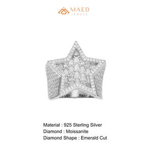 Moissanite <b>Ring</b> <b>Mens</b> Star Signet <b>Ring</b> Rose Gold Finish Baguette Stone Statement Jewelry Luxury Gift for Him Premium Style - Product Image 6