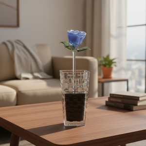 Jarrón de Vidrio de Borosilicato Hecho a Mano con Diseño Moderno, Flor de Rosa Azul, para Mesa, con Colores Personalizados y Empaque para Regalos del Día de San Valentín - Product Image 2