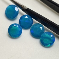 Opale bleue naturelle ronde taille brillant, facettée, pierre précieuse en vrac pour la fabrication de bijoux