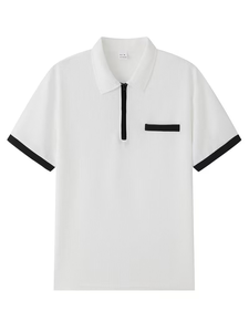 Ensemble polo et pantalon décontracté sport gris pour homme, manches courtes, été, respirant, tricoté en polyester/coton, personnalisable, deux pièces - Product Image 3