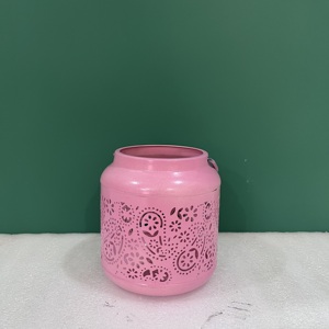 Artisan Design Decorative Iron <b>Lantern</b> <b>Candle</b> Holder with Pink Finish Model L697 - Product Image 5
