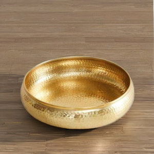 Cuenco Decorativo de Metal Dorado Hecho a Mano, Ecológico y Festivo para Decoración del Hogar y Bodas - Product Image 4