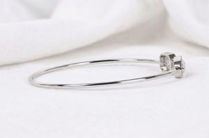 Women's 925 <b>Silver</b> Rhodium Plated Cuff <b>Bracelet</b> With Marquise And Emerald Cut Diamond Geometric Design Classic Style - Product Image 4