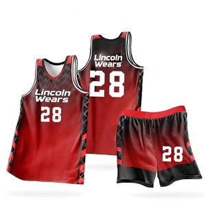 Ensemble d'uniformes de basketball pour hommes en tissu mesh 100 % polyester, respirant, séchage rapide, léger, manches courtes, personnalisable, marque - Product Image 1