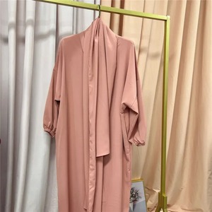Robe de soirée droite longue en crêpe uni, manches longues, taille naturelle, ornée de cristaux, service OEM, teinte unie, idéale pour l'été - Product Image 5