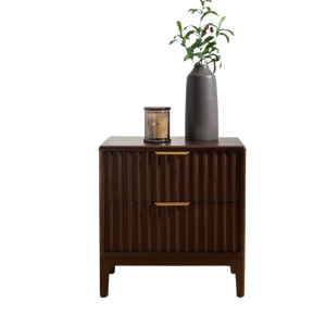 Miereta Accent Nightstand Made of Mahogany Wood <b>with</b> Two <b>Drawers</b> Modern Design Apartment-Friendly Bedroom Furniture - Product Image 2
