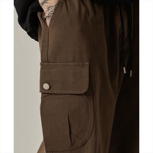 Pantalones cargo de pierna ancha de estilo japonés para hombre, pantalones deportivos holgados vintage con cordón y bolsillos grandes, pantalones rectos de primavera - Product Image 5