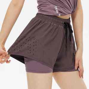 Shorts de sport pour femmes 2026, personnalisables en gros, double couche, pour yoga et fitness, avec couleurs contrastées - Product Image 6