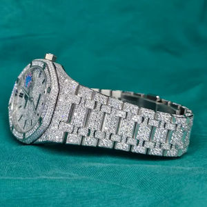 Reloj de Diamantes Moissanite Antiguo de Alta Calidad, Certificado D VVS, Correa de Acero Inoxidable de 21 mm de Ancho, Resistente al Agua, Cristal, Cuarzo ETA - Product Image 1