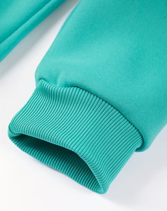 Men's Light Green Hoodie Sweatpants Set Solid Color Casual Winter Wear Polyester/Cotton French Terry Knitted Fabric 380g - Product Image 4