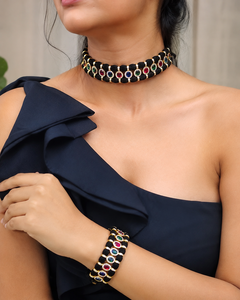 Collar de macramé con cordón negro hecho a mano, collar llamativo de diseñador para mujer, joyería de moda para mujer, joyería al por mayor. - Product Image 6
