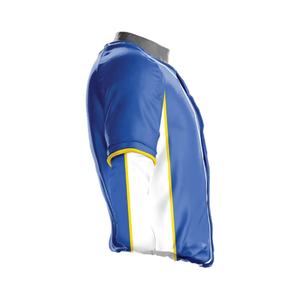 ชุดยูนิฟอร์มเบสบอลขายดี สีน้ำเงินและสีแดง แบบซับลิเมชั่น พร้อมเสื้อเจอร์ซีย์ติดกระดุมเต็มตัวและกางเกง - Product Image 3