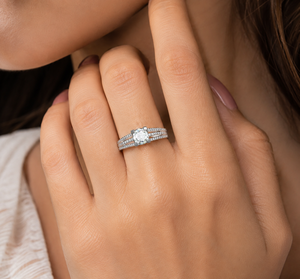 Three <b>Row</b> Engagement Ring 0.50CT Round Lab Grown Diamond 14K 18K Yellow Gold Four Prong Setting OEM ODM Custom Jewelry - Product Image 3