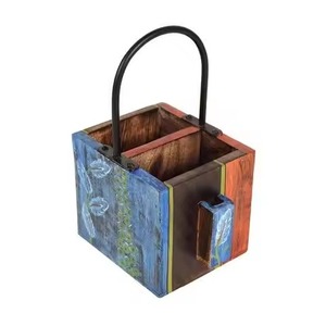 Printed Wooden Cutlery Organizer Multi Compartment Flatware Holder <b>Kitchen</b> Utensil <b>Caddy</b> Tabletop Storage Box <b>caddy</b> - Product Image 4