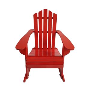 Sedia a dondolo Adirondack reclinabile rossa in legno per esterni - Product Image 2