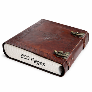 สมุดบันทึกปกแข็งลายเข็มทิศทำมือยุคใหม่ ปกกระดาษลายนูน - สมุดบันทึกการเดินทางสไตล์วินเทจ สมุดวาดภาพเปล่า กระดาษขอบหยัก - Product Image 3