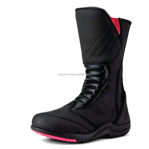 Bottes de moto en cuir microfibre imperméables et respirantes de haute qualité, personnalisables, avec embout en acier et fermeture auto-agrippante - Product Image 2