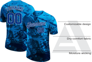 <b>Top</b> Premium Baseball Uniforms Jersey with Premium Quality <b>Mesh</b> Shirts and O Neck Jersey Short Sleeve <b>Blue</b> Color - Product Image 3