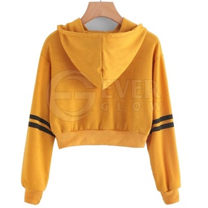 EVER GLOW Women's Regular Hoodie Long Sleeve Solid Color Casual Autumn Sweatshirt Yellow Black Stripes Sleeves HIGH STREET 100% - Product Image 2